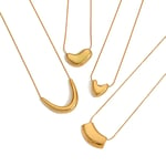 Gold color / 1 Piece Simple Series Daily Geometric Stainless Steel  Gold Color Unisex Chain necklaces 